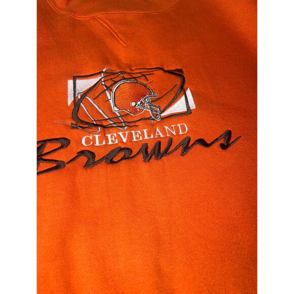 Vintage Cleveland Browns Football embroidered orange crewneck sweatshirt men XL - Picture 4 of 7